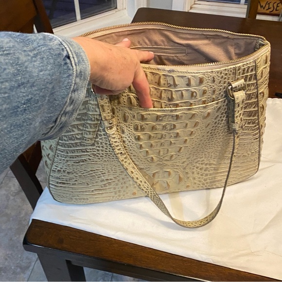 Brahmin Metallic Gold Embossed Satchel - Picture 3 of 10